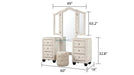 HAZEL Modern Style Queen 4PC Vanity Bedroom Set with USB Ports & Made with Wood in Cream(CA INVENTORY) Default -DTYStore