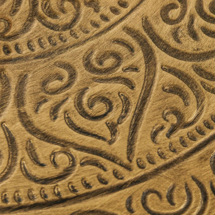 HOMCOM 24' Round Coffee Table with Hammered Tray Top, Vintage Metal Center Table for Living Room, Bedroom, Side Table, Gold Default -DTYStore