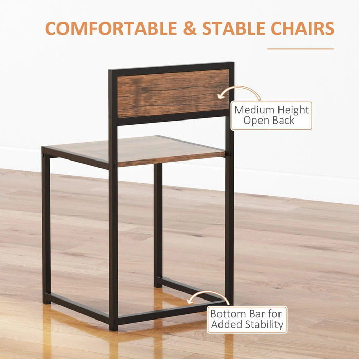 HOMCOM 3-Piece Industrial Dining Table Set for 2, Kitchen Table and Chairs, Dining Room Sets for Small Spaces Default -DTYStore