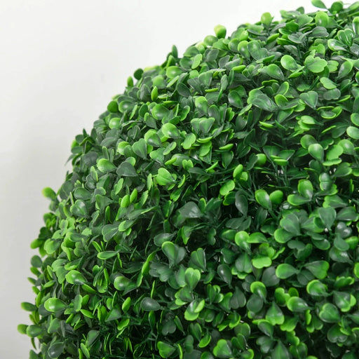HOMCOM Artificial Ball Boxwood Topiary Trees Indoor Outdoor Faux Plants Decor 15.75 in -DTYStore