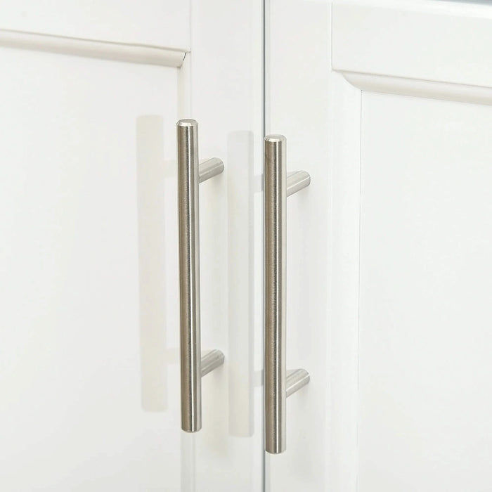 HOMCOM Kitchen Island on Wheels, Rolling Kitchen Cart with Stainless Steel Countertop, Drawer, Towel Rack and Spice Rack, Utility Storage Trolley, White Default -DTYStore