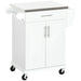 HOMCOM Kitchen Island on Wheels, Rolling Kitchen Cart with Stainless Steel Countertop, Drawer, Towel Rack and Spice Rack, Utility Storage Trolley, White Default -DTYStore
