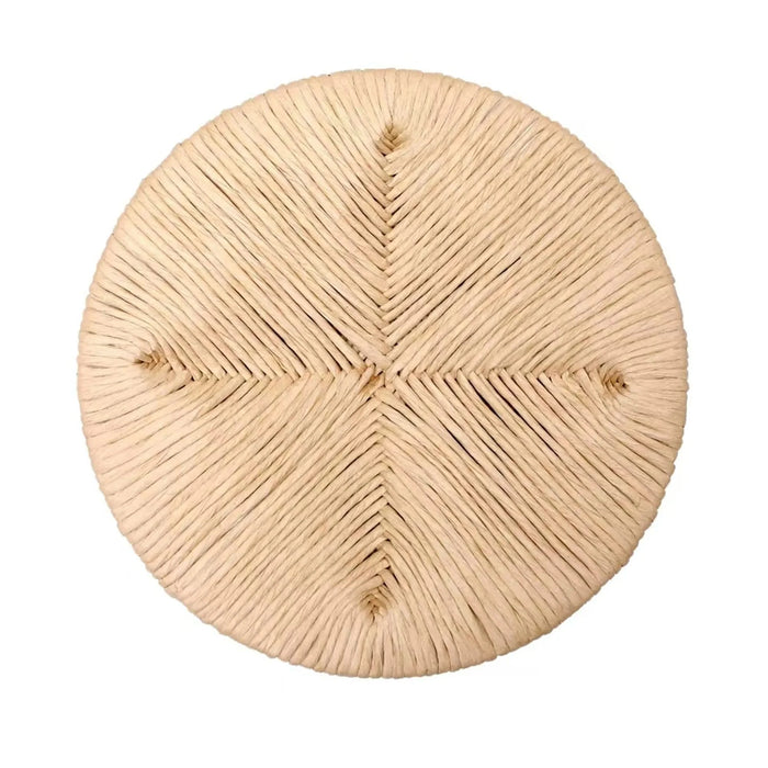 Hand Woven Bar Stools with Back Set of 2 Paper Rope Round Barstools with Footrest for Kitchen Island & Dining Rooms, Black & Honey Default -DTYStore