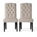 Harriet KD Tufted Dining Chairs Set of 2 Upholstered Ivory Fabric with Solid Wood Frame Default -DTYStore