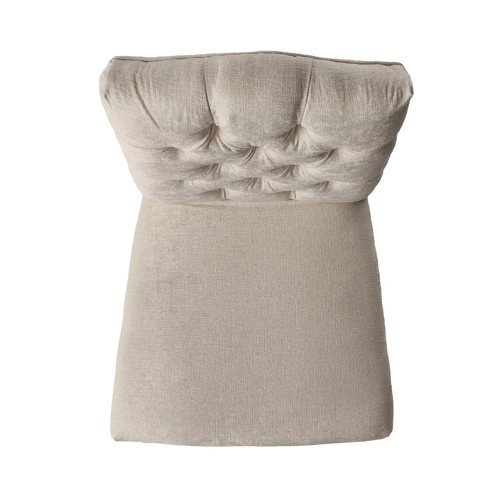 Harriet KD Tufted Dining Chairs Set of 2 Upholstered Ivory Fabric with Solid Wood Frame Default -DTYStore