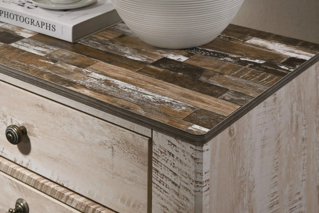 Imerland Contemporary White Wash Finish 3-Piece Bedroom Set-King Bed and Two Nightstands Default -DTYStore