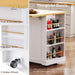 K&K 48 inch Large Kitchen Island with Drop Leaf,Power Outlet,Internal Storage Rack,Rolling Kitchen Storage Cart on 5 Wheels with 5 Open Side Racks for Kitchen,Dining Room,White (Not include Stools) Default -DTYStore