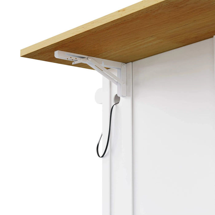 K&K 48 inch Large Kitchen Island with Drop Leaf,Power Outlet,Internal Storage Rack,Rolling Kitchen Storage Cart on 5 Wheels with 5 Open Side Racks for Kitchen,Dining Room,White (Not include Stools) Default -DTYStore