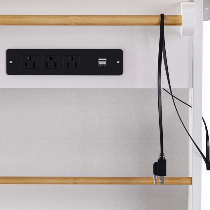 K&K 48 inch Large Kitchen Island with Drop Leaf,Power Outlet,Internal Storage Rack,Rolling Kitchen Storage Cart on 5 Wheels with 5 Open Side Racks for Kitchen,Dining Room,White (Not include Stools) Default -DTYStore