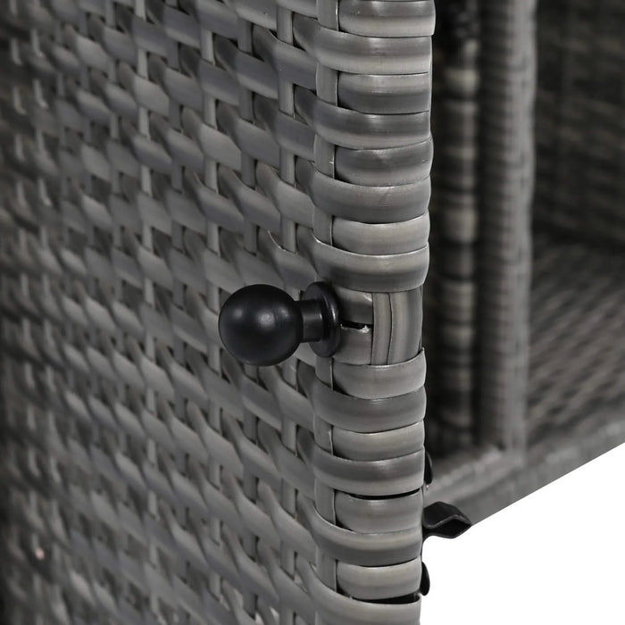 K&K 52.8'W Wicker Outdoor Grill Cart with Extended Plastic Wood Table Top, Rolling Kitchen Island on Wheels with Storage Cabinet, for Patio Backyard Garden Poolside, Double Handle Design, Grey Default -DTYStore