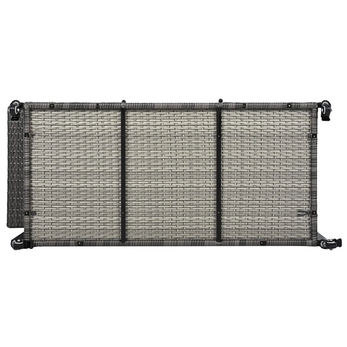 K&K 52.8'W Wicker Outdoor Grill Cart with Extended Plastic Wood Table Top, Rolling Kitchen Island on Wheels with Storage Cabinet, for Patio Backyard Garden Poolside, Double Handle Design, Grey Default -DTYStore