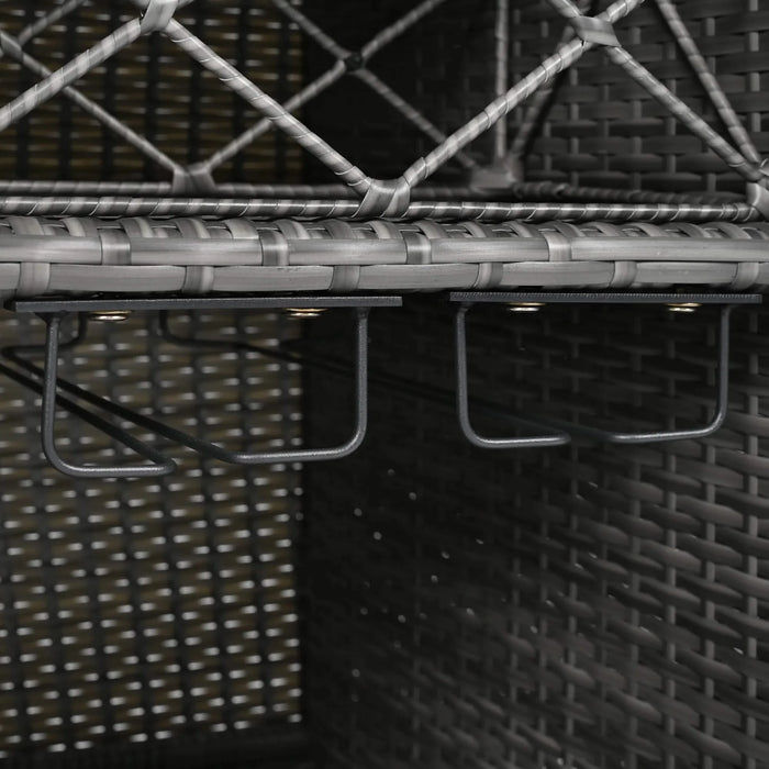 K&K 52.8'W Wicker Outdoor Grill Cart with Extended Plastic Wood Table Top, Rolling Kitchen Island on Wheels with Storage Cabinet, for Patio Backyard Garden Poolside, Double Handle Design, Grey Default -DTYStore