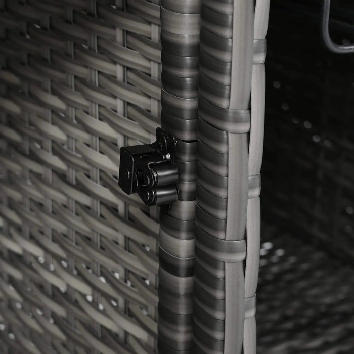 K&K 52.8'W Wicker Outdoor Grill Cart with Extended Plastic Wood Table Top, Rolling Kitchen Island on Wheels with Storage Cabinet, for Patio Backyard Garden Poolside, Double Handle Design, Grey Default -DTYStore