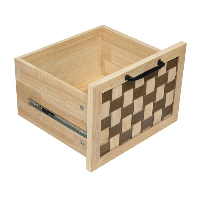 K&K 53.2'W 3D Woven Checkerboard Pattern Design Kitchen Island with Drop Leaf, Rolling Kitchen Island on Wheels with Internal Storage Rack, Power Outlet, Kitchen Cart with 3 Drawers 2 Cabinets, Nature Default -DTYStore