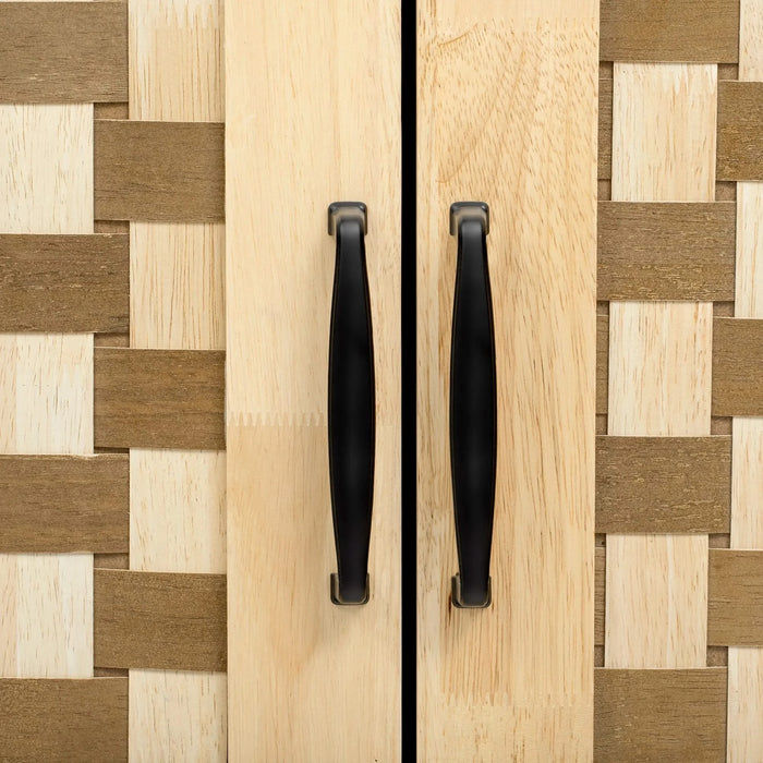 K&K 53.2'W 3D Woven Checkerboard Pattern Design Kitchen Island with Drop Leaf, Rolling Kitchen Island on Wheels with Internal Storage Rack, Power Outlet, Kitchen Cart with 3 Drawers 2 Cabinets, Nature Default -DTYStore