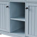 K&K 53inch Large Kitchen Island with 2 Bar Stools, Power Outlet,Door Internal Storage Rack,Kitchen Storage Cart on 5 Wheels with Drop Leaf,5 Open Side Racks,3 Drawers for Kitchen,Dining Room,Grey Blue Default -DTYStore