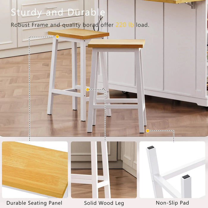 K&K 53inch Large Kitchen Island with 2 Bar Stools, Power Outlet,Door Internal Storage Rack, Kitchen Storage Cart on 5 Wheels with Drop Leaf, 5 Open Side Racks, 3 Drawers, for Kitchen,Dining Room,White Default -DTYStore