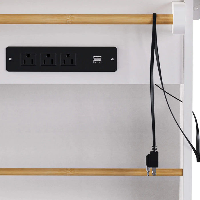 K&K 53inch Large Kitchen Island with 2 Bar Stools, Power Outlet,Door Internal Storage Rack, Kitchen Storage Cart on 5 Wheels with Drop Leaf, 5 Open Side Racks, 3 Drawers, for Kitchen,Dining Room,White Default -DTYStore