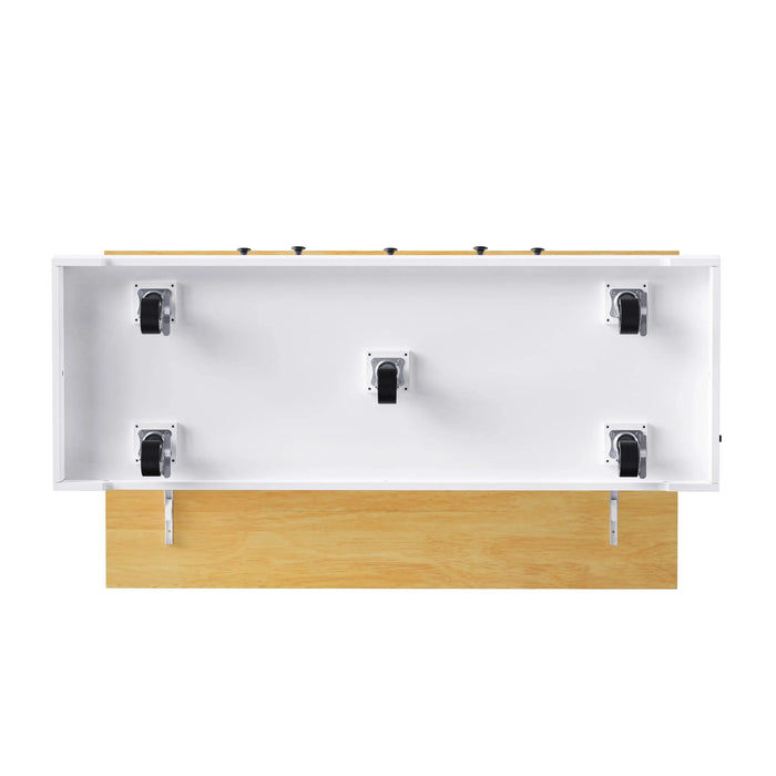 K&K 53inch Large Kitchen Island with 2 Bar Stools, Power Outlet,Door Internal Storage Rack, Kitchen Storage Cart on 5 Wheels with Drop Leaf, 5 Open Side Racks, 3 Drawers, for Kitchen,Dining Room,White Default -DTYStore