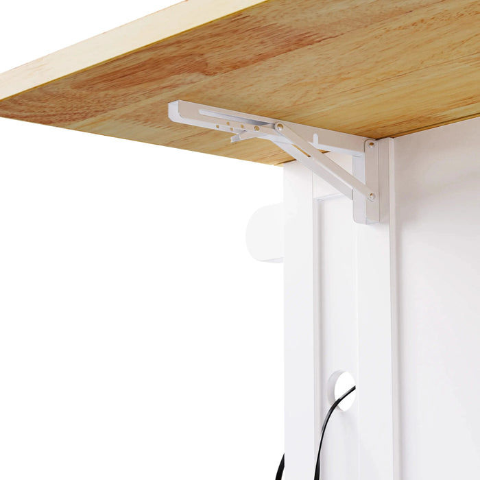 K&K 53inch Large Kitchen Island with 2 Bar Stools, Power Outlet,Door Internal Storage Rack, Kitchen Storage Cart on 5 Wheels with Drop Leaf, 5 Open Side Racks, 3 Drawers, for Kitchen,Dining Room,White Default -DTYStore