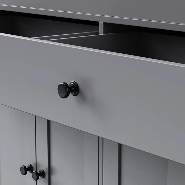 K&K 74.5 inch Kitchen Island with Extendable Dining Table , Rolling Kitchen Island on Wheels with Spice Rack and 2 Drawers, Kitchen Storage Cart with 4 Door Cabinet, for Kitchen, Dining Room, Grey Default -DTYStore