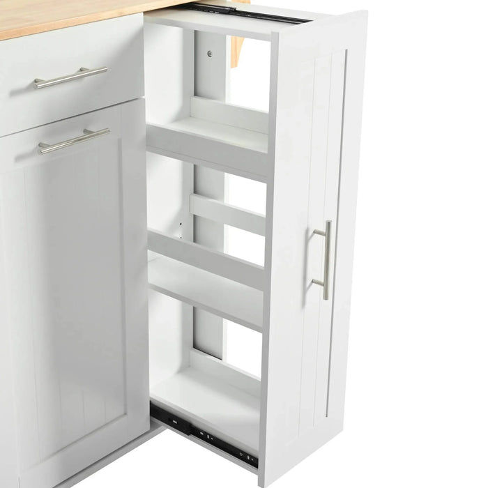 K&K Kitchen Island with Drop Leaf, Kitchen Storage Cart with 3 Tier Pull Out Cabinet Organizer, Internal Storage Rack, Rolling Kitchen Cart on Wheels with Towel Rack, 2 Drawers, for Kitchen, White Default -DTYStore
