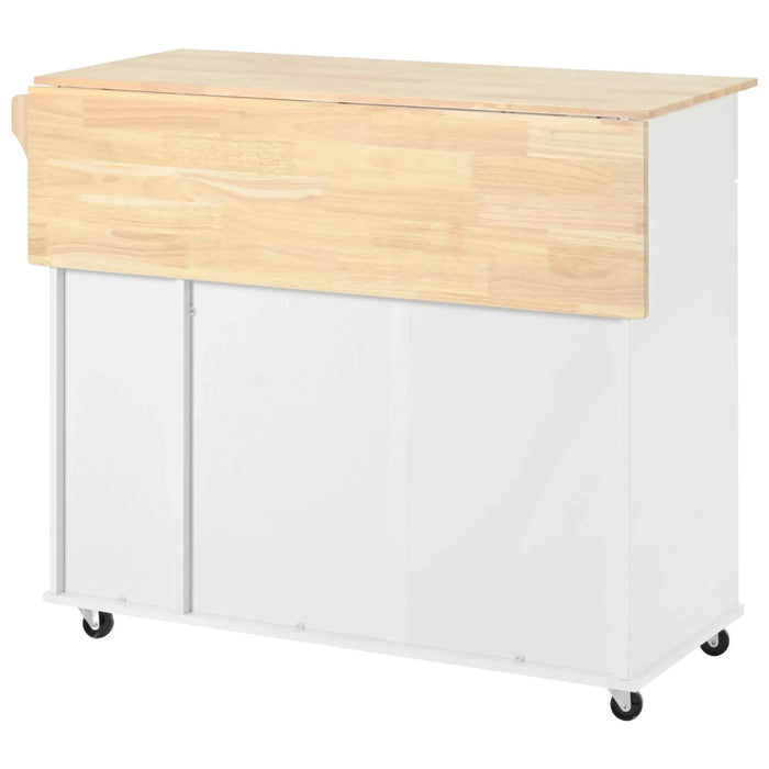 K&K Kitchen Island with Drop Leaf, Kitchen Storage Cart with 3 Tier Pull Out Cabinet Organizer, Internal Storage Rack, Rolling Kitchen Cart on Wheels with Towel Rack, 2 Drawers, for Kitchen, White Default -DTYStore
