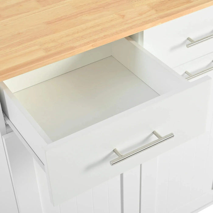 K&K Kitchen Island with Drop Leaf, Kitchen Storage Cart with 3 Tier Pull Out Cabinet Organizer, Internal Storage Rack, Rolling Kitchen Cart on Wheels with Towel Rack, 2 Drawers, for Kitchen, White Default -DTYStore