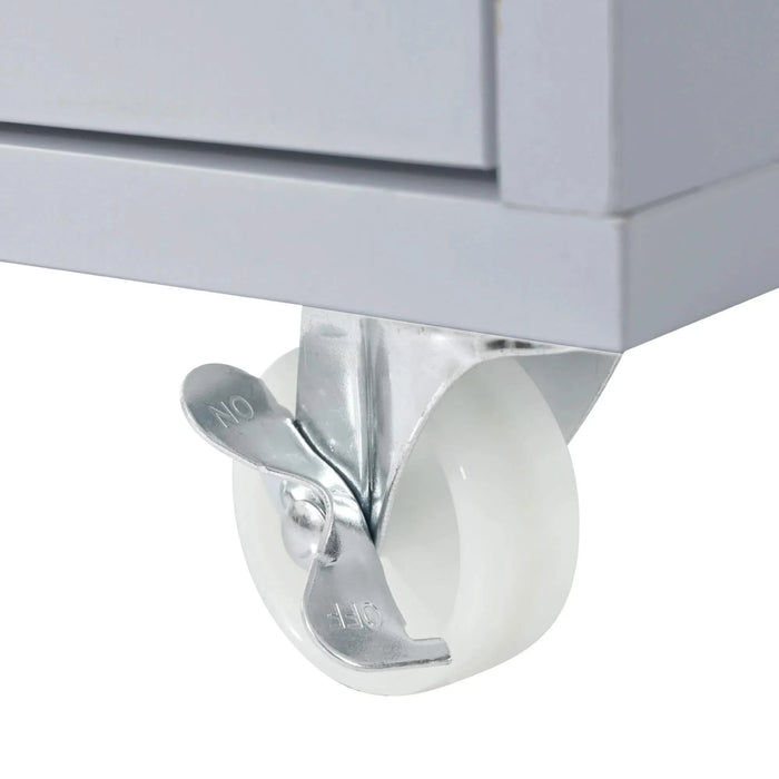 K&K Rolling Kitchen Island With Extended Table, Kitchen Island on Wheels with LED Lights,Power Outlets and 2 Fluted Glass Doors, Kitchen Island with a Storage Compartment and Side 3 Open Shelves, Grey Default -DTYStore