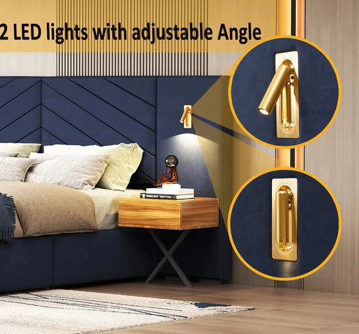 King Size Velvet Bed Frame/Vertical Channel Tufted Wingback Headboard/Upholstered Platform Bed/Strong Wooden Slats/No Box Spring Needed/Easy AssemblyRoyal blue Default -DTYStore