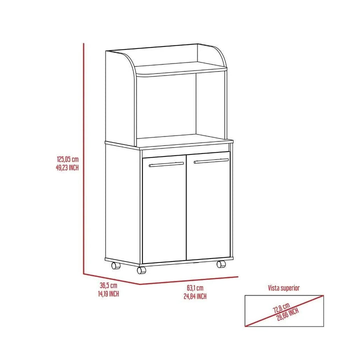 Kitchen Cart 49' H, Two Door Cabinet, One Open Shelf, Two Interior Shelves, White Default -DTYStore
