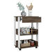 Kitchen Cart Coron with Drawer, Three-Tier Shelves and Casters, White / Dark Walnut Finish Default -DTYStore