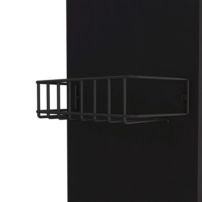 Kitchen Cart Kryot, Single Door Cabinet, Four Casters, Black Wengue Finish Default -DTYStore