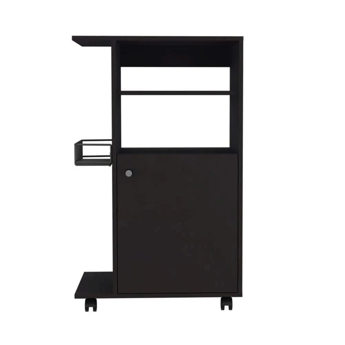 Kitchen Cart Kryot, Single Door Cabinet, Four Casters, Black Wengue Finish Default -DTYStore