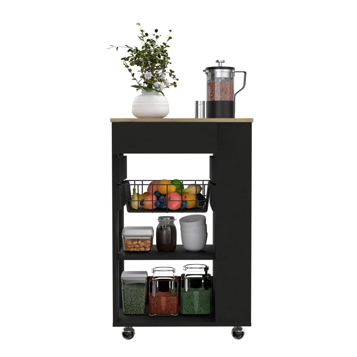 Kitchen Cart Sonex, Kitchen, Black / Light Oak Default -DTYStore