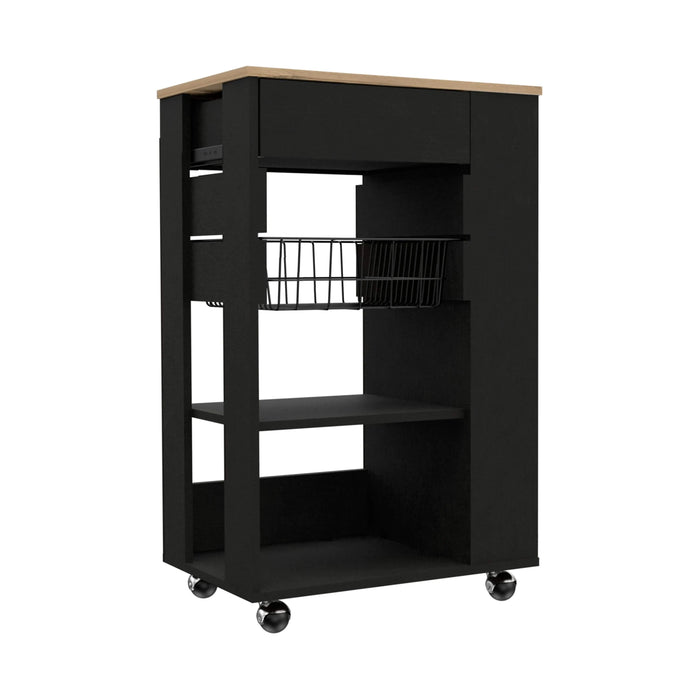 Kitchen Cart Sonex, Kitchen, Black / Light Oak Default -DTYStore