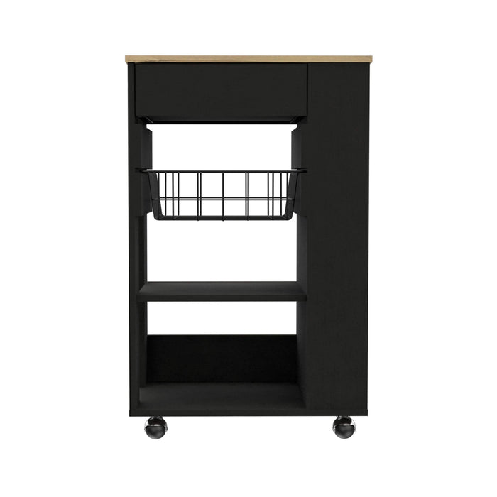 Kitchen Cart Sonex, Kitchen, Black / Light Oak Default -DTYStore