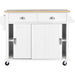 Kitchen Cart with Rubber wood Drop-Leaf Countertop, Concealed sliding barn door adjustable height,Kitchen Island on 4 Wheels with Storage Cabinet and 2 Drawers,L52.2xW30.5xH36.6 inch, White Default -DTYStore