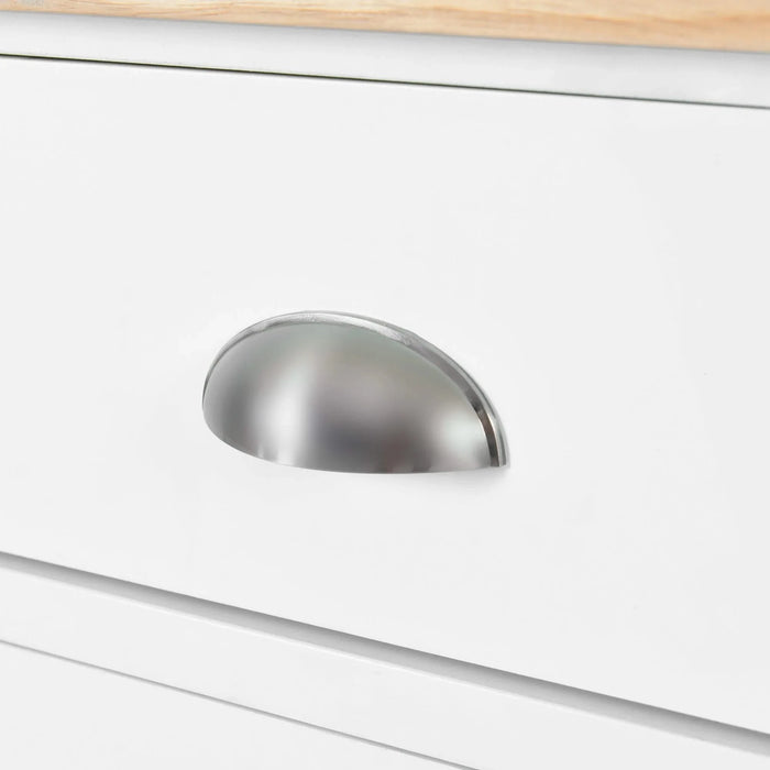 Kitchen Cart with Rubber wood Drop-Leaf Countertop, Concealed sliding barn door adjustable height,Kitchen Island on 4 Wheels with Storage Cabinet and 2 Drawers,L52.2xW30.5xH36.6 inch, White Default -DTYStore