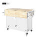 Kitchen Cart with Rubber wood Drop-Leaf Countertop, Concealed sliding barn door adjustable height,Kitchen Island on 4 Wheels with Storage Cabinet and 2 Drawers,L52.2xW30.5xH36.6 inch, White Default -DTYStore