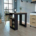 Kitchen Island 36' H, Three Open Side Storage Shelves and One Push-to-Open Cabinet, Black / Natural Oak Default -DTYStore