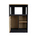 Kitchen Island 36' H, Three Open Side Storage Shelves and One Push-to-Open Cabinet, Black / Natural Oak Default -DTYStore
