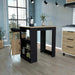Kitchen Island 36' H, Three Open Side Storage Shelves and One Push-to-Open Cabinet, Black / Natural Oak Default -DTYStore