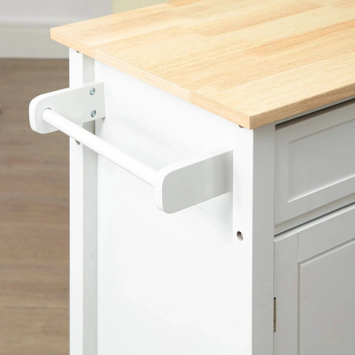 Kitchen Island Cart, Rolling Kitchen Island with Storage, Solid Wood Top, Drawer, for Dining Room, White Default -DTYStore