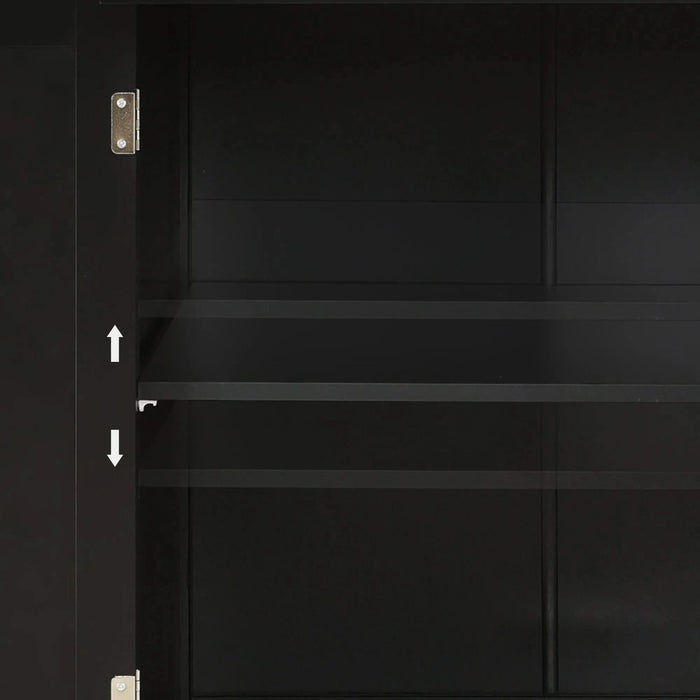 Kitchen Island Cart with Solid Wood Top and Locking Wheels,54.3 Inch Width,4 Door Cabinet and Two Drawers,Spice Rack, Towel Rack (Black) Default -DTYStore