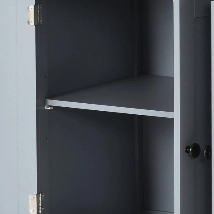 Kitchen Island Cart with Solid Wood Top and Locking Wheels,54.3 Inch Width,4 Door Cabinet and Two Drawers,Spice Rack, Towel Rack (Grey Blue) Default -DTYStore