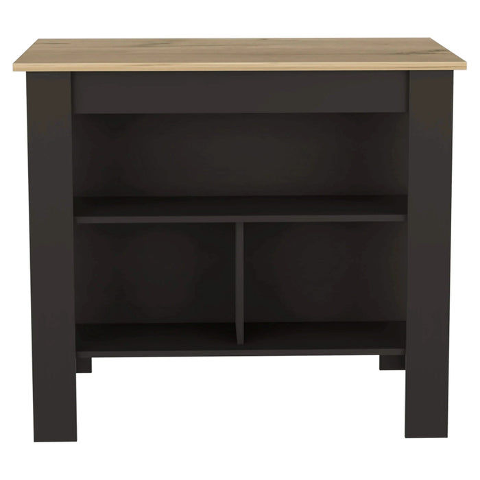 Kitchen Island Dozza, Three Shelves, Black Wengue / Light Oak Finish Default -DTYStore