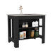 Kitchen Island Dozza, Three Shelves, Black / Ibiza Marble Color Finish Default -DTYStore