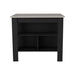 Kitchen Island Dozza, Three Shelves, Black / Ibiza Marble Color Finish Default -DTYStore