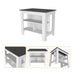 Kitchen Island Dozza, Three Shelves, White / Onyx Finish Default -DTYStore